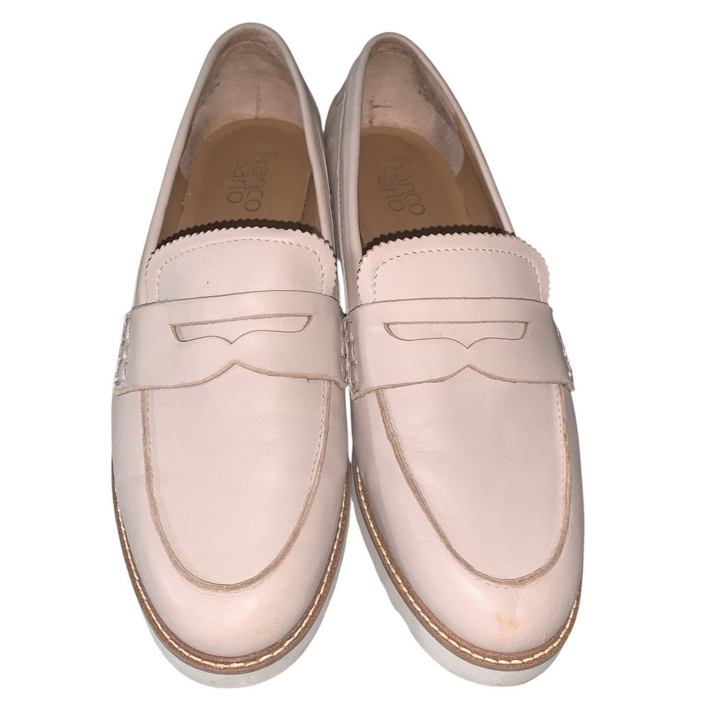 Franco Sarto Penny Loafers Beige Calf Leather Womens 10 - Picture 2 of 6